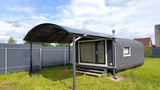 Навес арочный из поликарбоната для модульной бани Навес арочный из поликарбоната для модульной бани