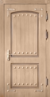 Стальная термодверь с отделкой МДФ и декором из пирамидок Стальная термодверь с отделкой МДФ и декором из пирамидок